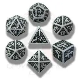 DADOS Q-WORKSHOP SET DE 7: SKULL WHITE-BLACK