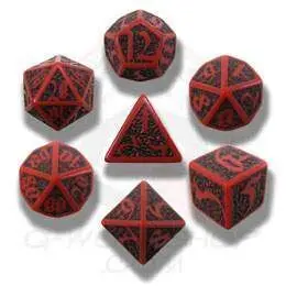 DADOS Q-WORKSHOP SET DE 7: SKULL RED-BLACK