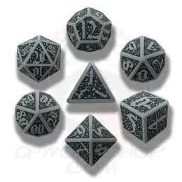 DADOS Q-WORKSHOP SET DE 7: SKULL GRAY-BLACK