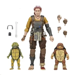 TORTUGAS NINJA EL ULTIMO RONIN THE LOST YEARS GRAMMY APRIL WITH BABY YI & MOJA SCALE ACTION FIGURA 18 CM