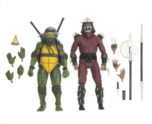 TORTUGAS NINJA MOVIE 1990 SCALE ACTION DELUXE ROOF TOP BATTLE SHREDDER VS LEO SET 2 SCALE ACTION FIGURAS 18 CM