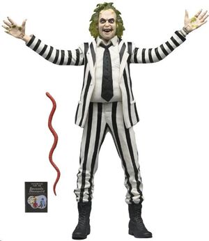 BEETLEJUICE SCALE ACTION BEETLEJUICE TRAJE RAYAS BLANCO Y NEGRO (1988) FIG 18CM