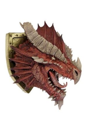 D&D REPLICAS OF THE REALMS ESTATUA TAMAÑO REAL ANCIENT RED DRAGON TROPHY PLAQUE - LIMITED EDITION 50TH ANNIVERSARY 56 CM