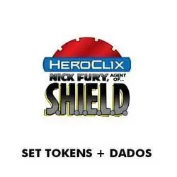 MARVEL HEROCLIX: NICK FURY SET TOKENS + DADOS                              