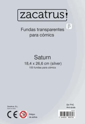 FUNDAS ZACATRUS SATURN PARA COMIC 184 MM X 266 MM (100)