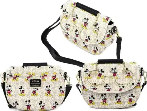 MICKEY Y MINNIE MOUSE BOLSO BANDOLERA BOW HARDWARE AOP                     