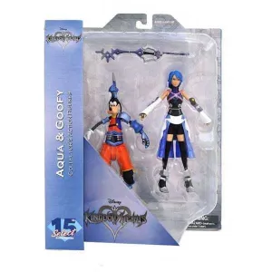 KINGDOM HEARTS PACK 2 FIG 18 CM AQUA + GOOFY SERIE 2                       