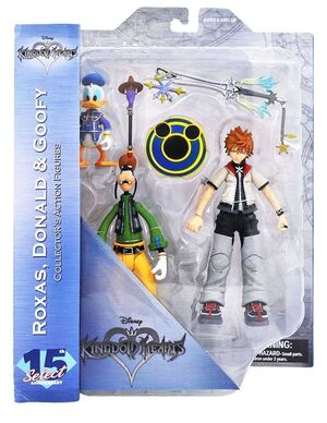 KINGDOM HEARTS PACK 2 FIG 18 CM ROXAS + DONALD + GOOFY SERIE 2             