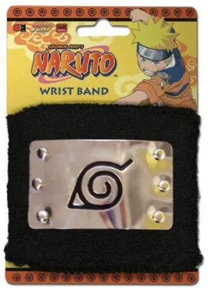 NARUTO MUÑEQUERA ELASTICA CON CHAPA ALDEA DE LA HOJA EN METAL              