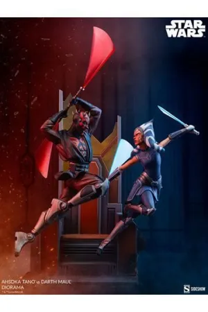 STAR WARS THE CLONE WARS DIORAMA AHSOKA TANO VS DARTH MAUL 51 CM