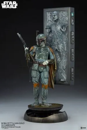 STAR WARS ESTATUA PREMIUM FORMAT BOBA FETT Y HAN SOLO EN CARBONITE 70 CM