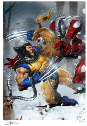 MARVEL LITOGRAFIA WOLVERINE VS OMEGA RED 46 X 61 CM SIN MARCO