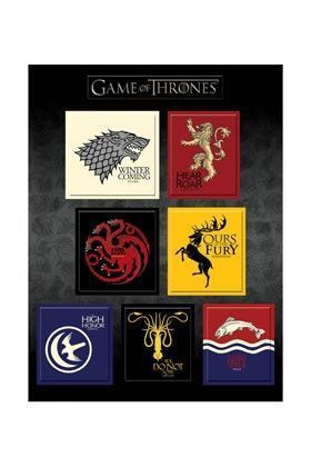 JUEGO DE TRONOS SET IMANES EMBLEMA CASAS                                   