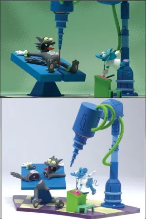 SIMPSONS FIG 18CM SERIE 1 - PICA Y RASCA (ITCHY & SCRATCHY) CAJA DLX       