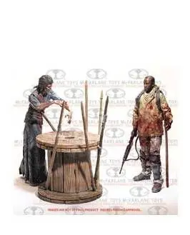 THE WALKING DEAD FIG. 13 CM MORGAN CON CAMINANTE EMPALADO SET              