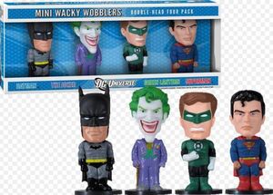 DC COMICS SET 4 MINI WACKY WOBBLER SUPERMAN, BATMAN, GREEN LANTERN, JOKER  
