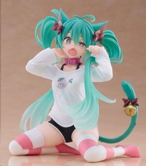HATSUNE MIKU ESTATUA PVC DESKTOP CUTE FIGURE HATSUNE MIKU CAT EAR T-SHIRT VER. 13 CM