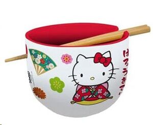 SANRIO BOL PARA RAMEN CON PALILLOS HELLO KITTY JAPAN