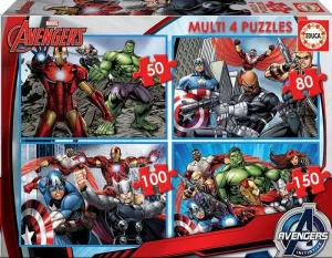 LOS VENGADORES MULTI 4 PUZZLES 50-80-100-150 PIEZAS