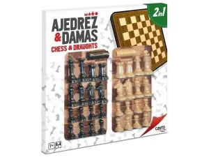 TABLERO AJEDREZ-DAMAS MADERA CON ACC. 40X40 CM.                            