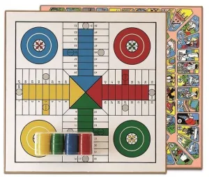 PARCHIS Y OCA TABLERO DE MADERA CON ACCESORIOS 40 X 40 CM
