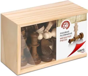 AJEDREZ MADERA GRANDE FIGURAS PLOMADAS CON TAPA TRANSPARENTE
