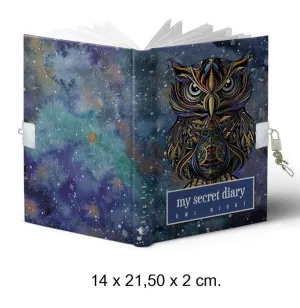 DIARIO TAMAÑO A5 CON CANDADO OWL NIGHT