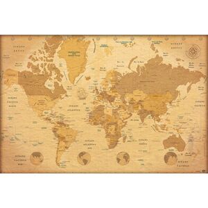 POSTER MAPA MUNDO ES VINTAGE 61 X 91 CM