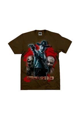 THE WALKING DEAD RICK GRIMES AMC CAMISETA MARRON CHICO TALLA L             