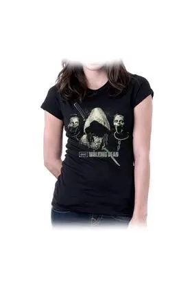 THE WALKING DEAD MICHONNE CAPUCHA AMC CAMISETA NEGRA CHICA TALLA S         