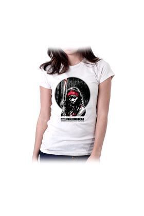 THE WALKING DEAD MICHONNE KATANA AMC CAMISETA BLANCA CHICA TALLA M         