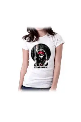 THE WALKING DEAD MICHONNE KATANA AMC CAMISETA BLANCA CHICA TALLA L         