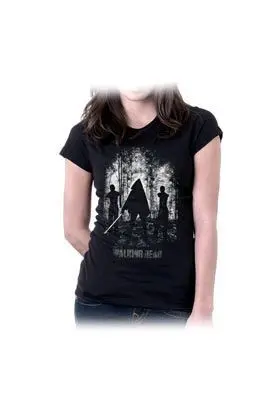 THE WALKING DEAD MICHONNE BOSQUE AMC CAMISETA NEGRA CHICA TALLA S          