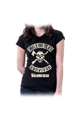 THE WALKING DEAD WD SURVIVOR AMC CAMISETA NEGRA CHICA TALLA M              