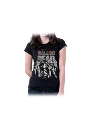 THE WALKING DEAD LOGO MANOS AMC CAMISETA NEGRA CHICA TALLA M               