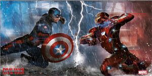 POSTER VIDRIO CAPITAN AMERICA CIVIL WAR DUELO 30 X 60 CM                   