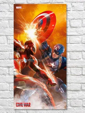 POSTER VIDRIO CAPITAN AMERICA CIVIL WAR LUCHA MARVEL 30 X 60 CM            