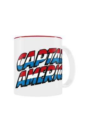 CAPITAN AMERICA TAZA BLANCA-ROJA CERAMICA LOGO MARVEL COMICS               