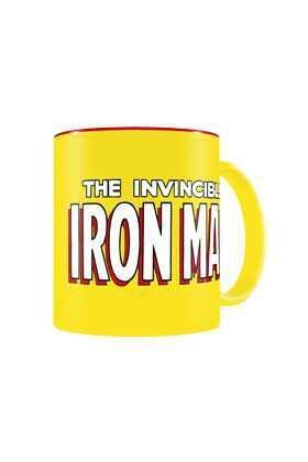IRON MAN TAZA AMARILLA-ROJA CERAMICA LOGO MARVEL COMICS                    