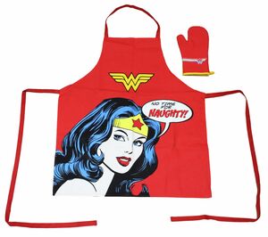 WONDER WOMAN DELANTAL Y MANOPLA PACK TRANSPARENTE DC COMICS                