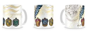 HARRY POTTER TAZA BLANCA CERAMICA ESCUDOS CASAS HOGWARTS                   