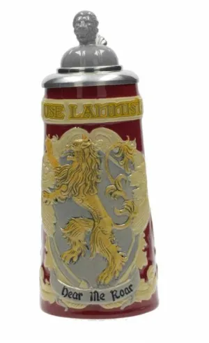 JUEGO DE TRONOS JARRA CERAMICA EN RELIEVE 3D CON TAPA CASA LANNISTER       