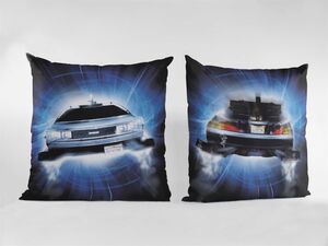 REGRESO AL FUTURO COJIN CUADRADO DELOREAN ROADS ENVASADO AL VACIO          