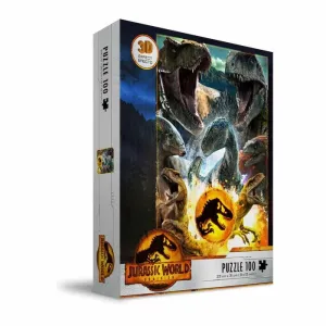 JURASSIC WORLD PUZLE 100 EFECTO 3D POSTER COMPO CARNIVOROS