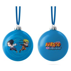 NARUTO SHIPPUDEN BOLA NAVIDAD CHIBI AZUL SASUKE & NARUTO