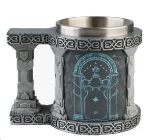 EL SEÑOR DE LOS ANILLOS JARRA CON VASO DE ACERO MINAS DE MORIA