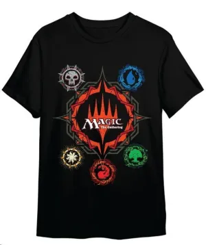 MAGIC THE GATHERING CAMISETA NEGRA SIMBOLOS MANA T - M
