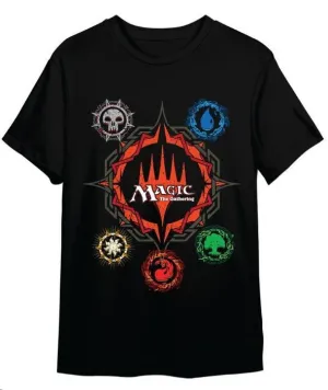 MAGIC THE GATHERING CAMISETA NEGRA SIMBOLOS MANA T - L