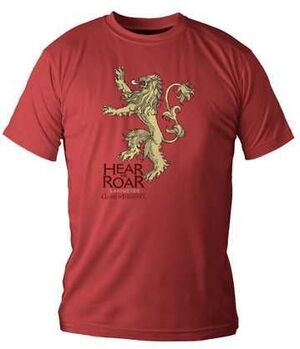 JUEGO DE TRONOS CAMISETA CHICO ROJA HEAR ME ROAR LANNISTER T-L             