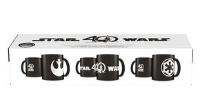 STAR WARS SET DELUXE 3 TAZAS GRABADO LASER CERAMICA 40 ANIVERSARIO         